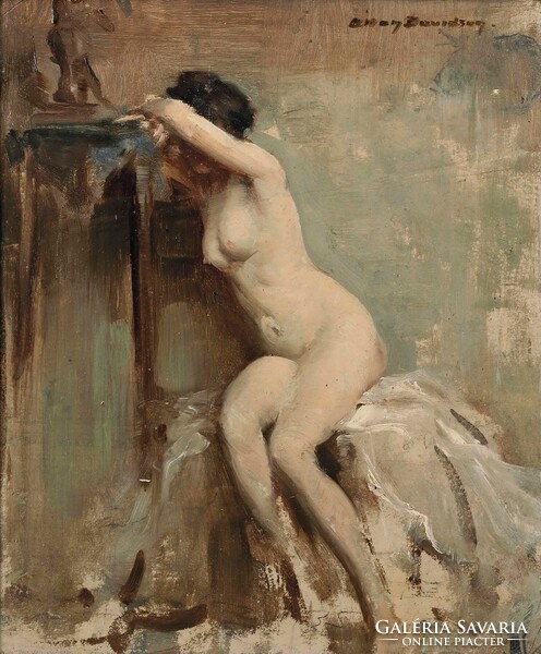 Allan davidson - sitting nude - canvas reprint