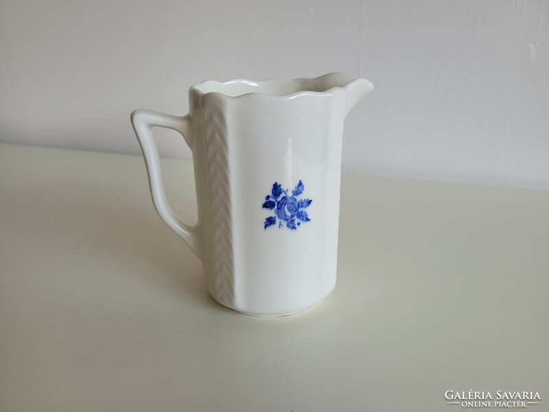 Old vintage 6 dl blue rose granite milk jug pouring rose pattern small jug