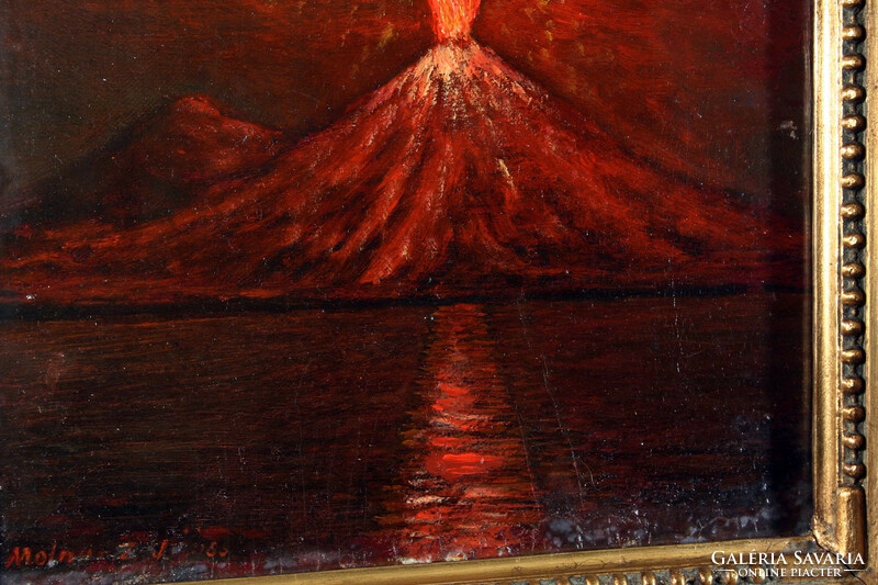 Molnár z. János (1880-1960) volcanic eruption 40x46cm volcanic eruption | Vesuvius