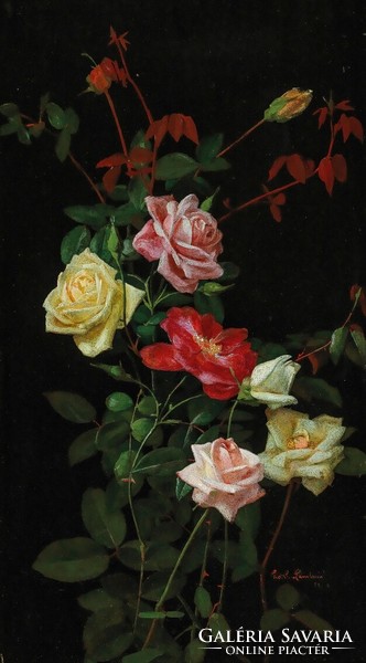 George Lambdin - Rózsa - vászon reprint