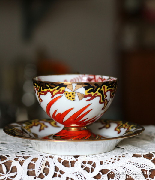 Royal Epiag csehszlovák porcelán, különleges, kinaizáló, keleti mintás, kézi festett teás szett