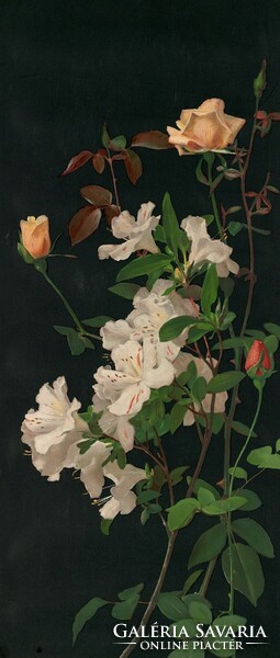 George lambdin - azaleas and roses - canvas reprint