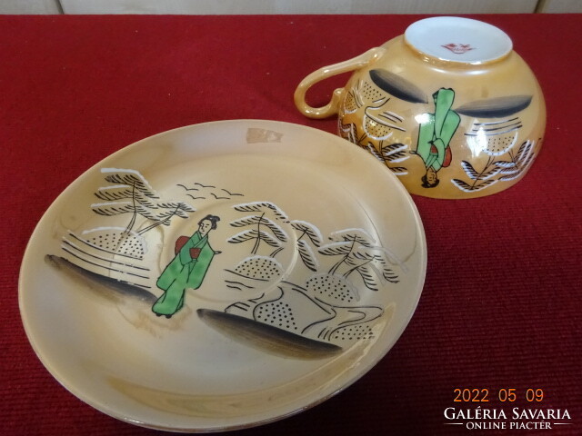 Japanese porcelain teacup + placemat with green dress geisha. He has! Jókai.