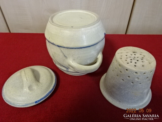 Német kerámia teafőző edény szűrővel, magassága 14,5 cm. Vanneki! Jókai.