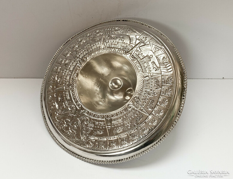 Ornate Mexican sombrero ornament bowl on silver.