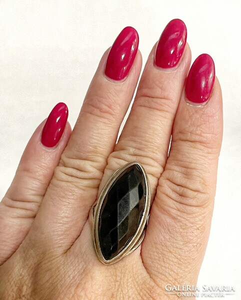 Thick onyx silver ring