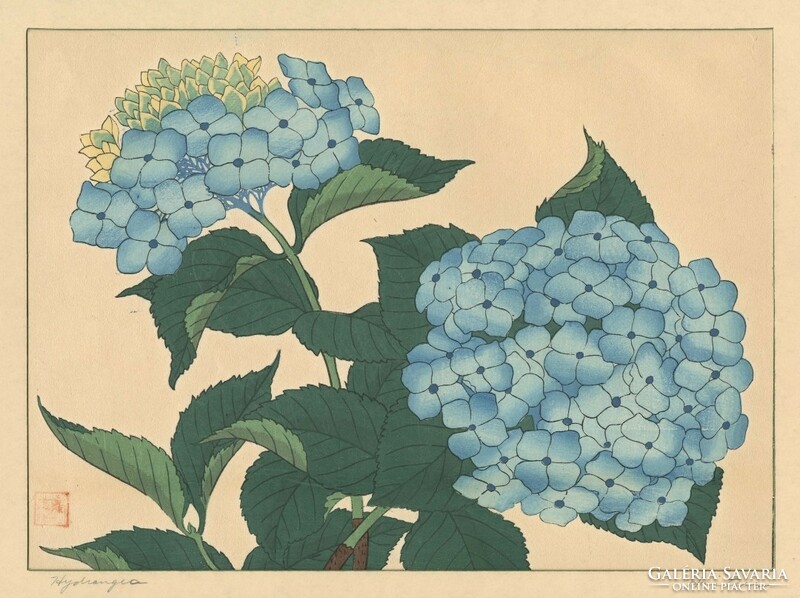 Sakai Hoitsu - Hortenzia - vászon reprint