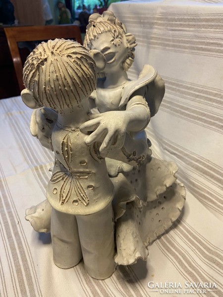 Eva Kovács ceramic statue: dancing couple 30 cm