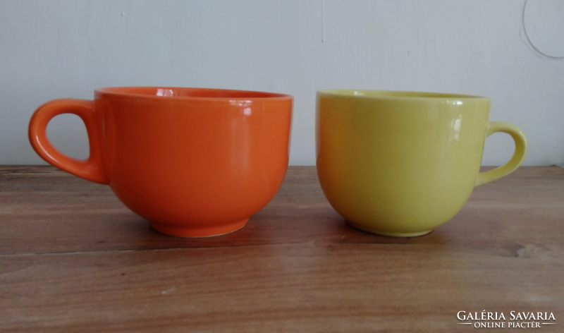 Retro 1 orange +1 lemon yellow porcelain mug, glass,