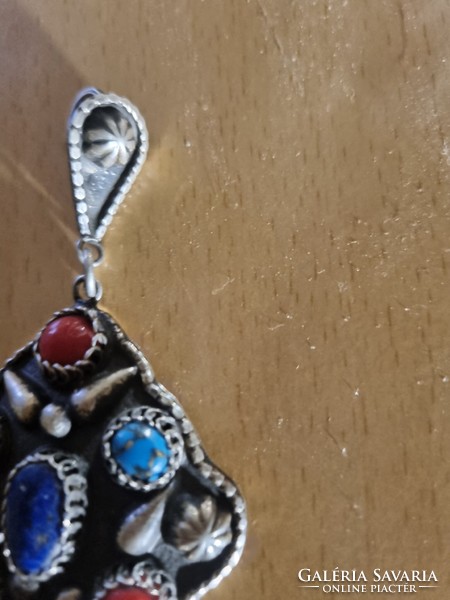 Silver pendant with semi-precious stones 925 Navajo