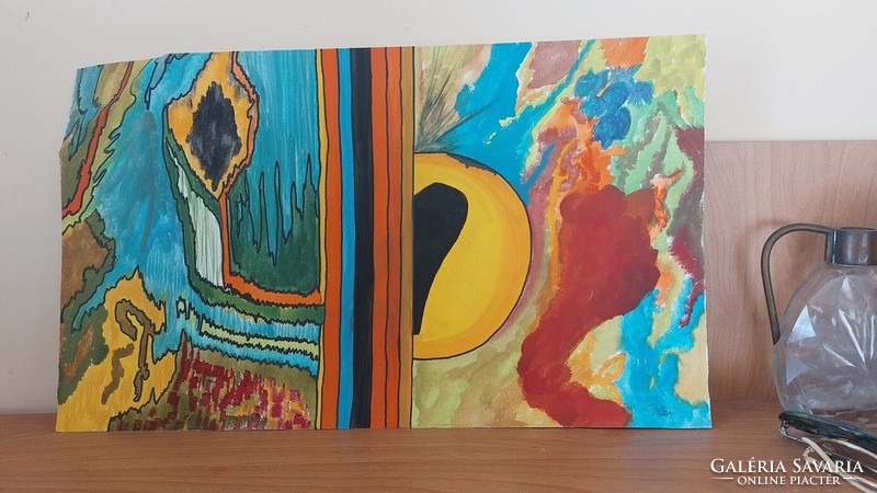 (K) marked abstract painting 50x29 cm