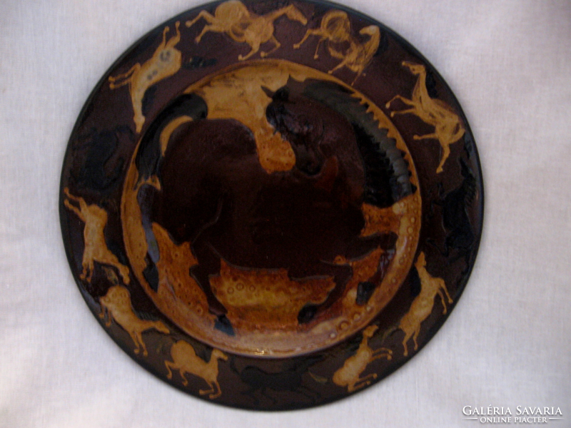 Equestrian ceramic wall bowl, plate