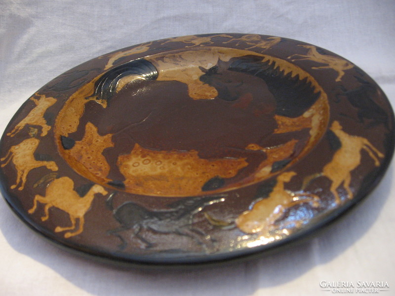 Equestrian ceramic wall bowl, plate