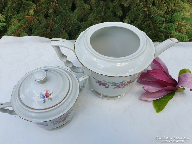 Zsolnay teapot with sugar bowl and sugar bowl