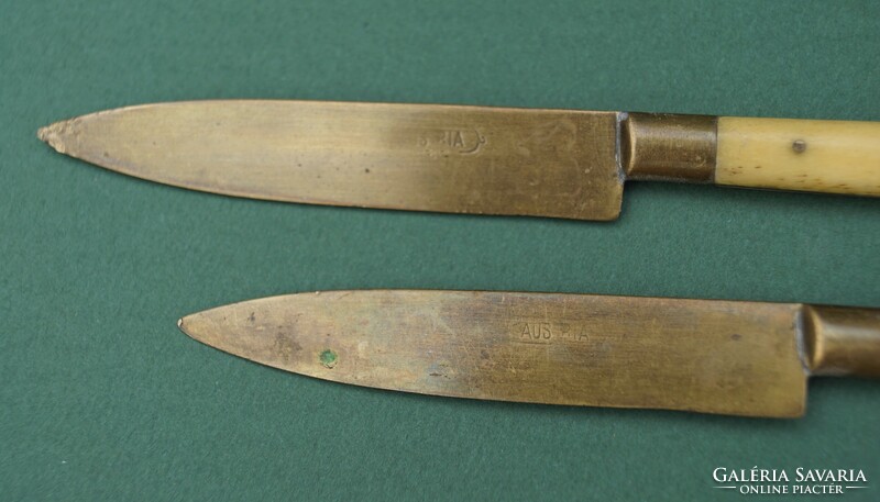 Antique Austrian monarchial bone-handled copper knife 2 pieces marked together