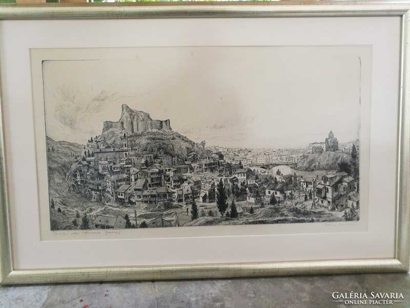 Gross Arnold Rare Etching: Tbilisi Old Town (Georgia)
