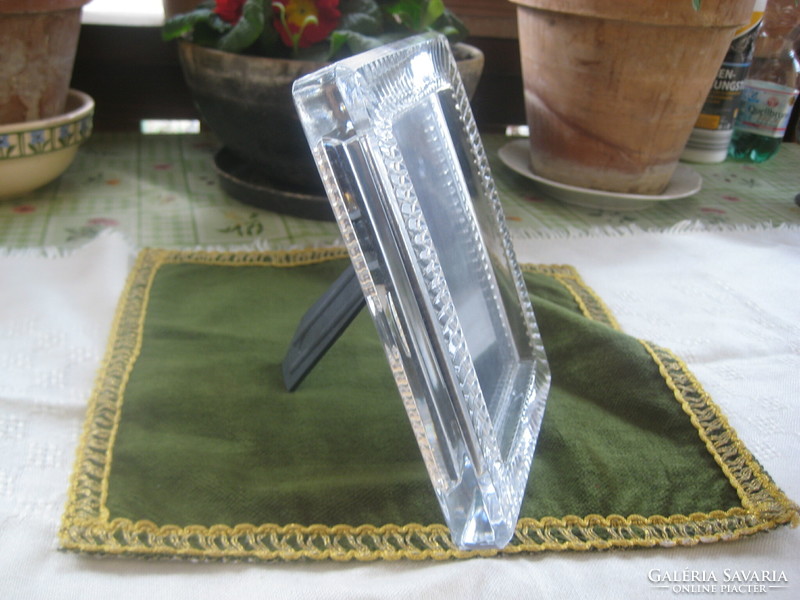Czech, juried, glass photo holder, in original box, never used