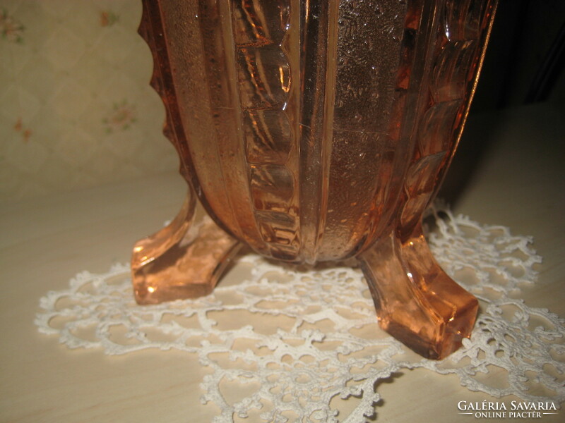 Art-deco peach-colored glass vase 20 cm
