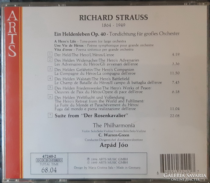 RICHARD STRAUSS MŰVEKET DIRIGÁL JOÓ ÁRPÁD      CD