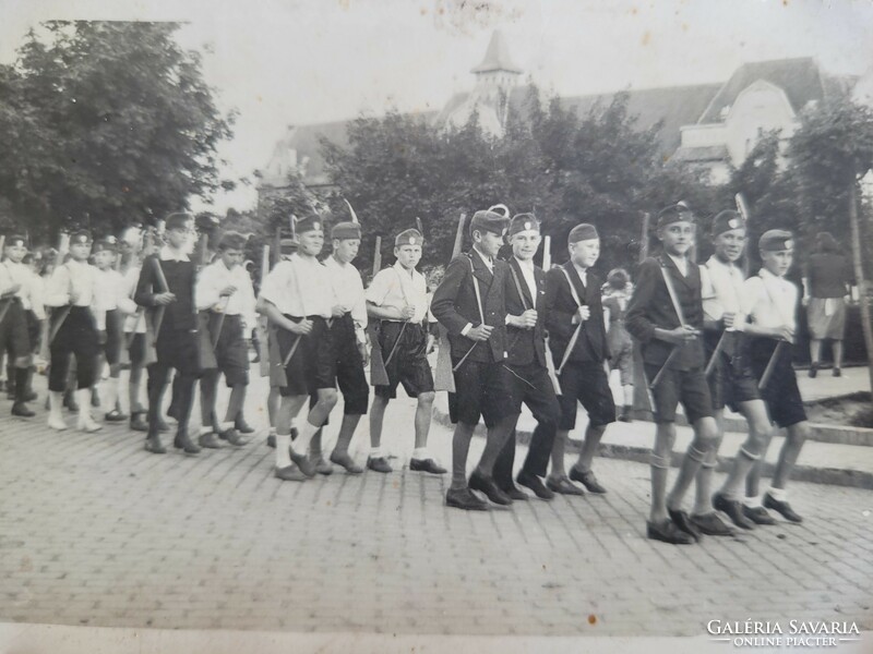 Régi 1940 világháborús leventefiúk fotó Magyar levente katona fénykép képeslap