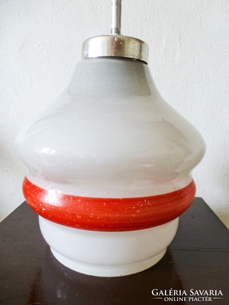 Retro red and white striped ceiling lamp