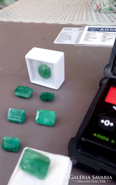 Emeralds are slightly opaque, 5-7 ct polished pieces