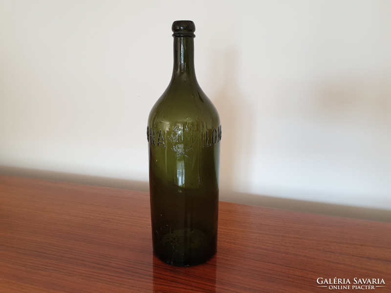Régi üveg 1920 körül ILONA artézi ásványvizes zöld palack címkével