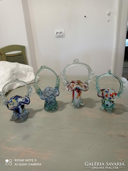 Beautiful Murano glass baskets in 4 pieces