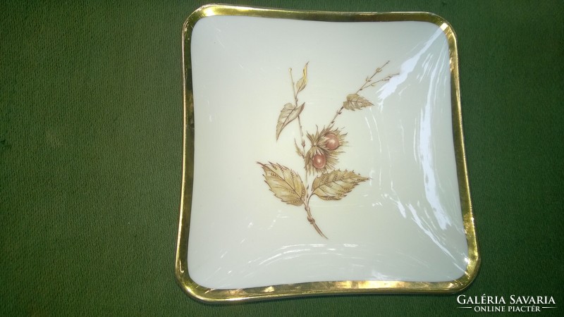 Arany-krémszín Bavaria  tál-kínáló elegáns asztali, 132x132 mm Hibátlan-ajándékba is