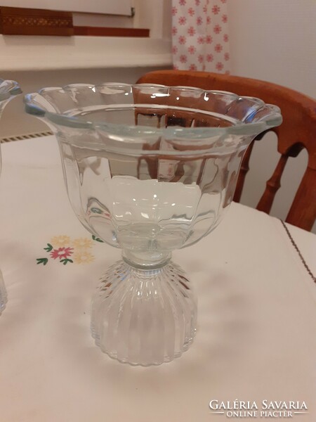 Glass bonbonier with lid or ice cream cup or candle holder in pair - 2 pcs, perfect multifunctional