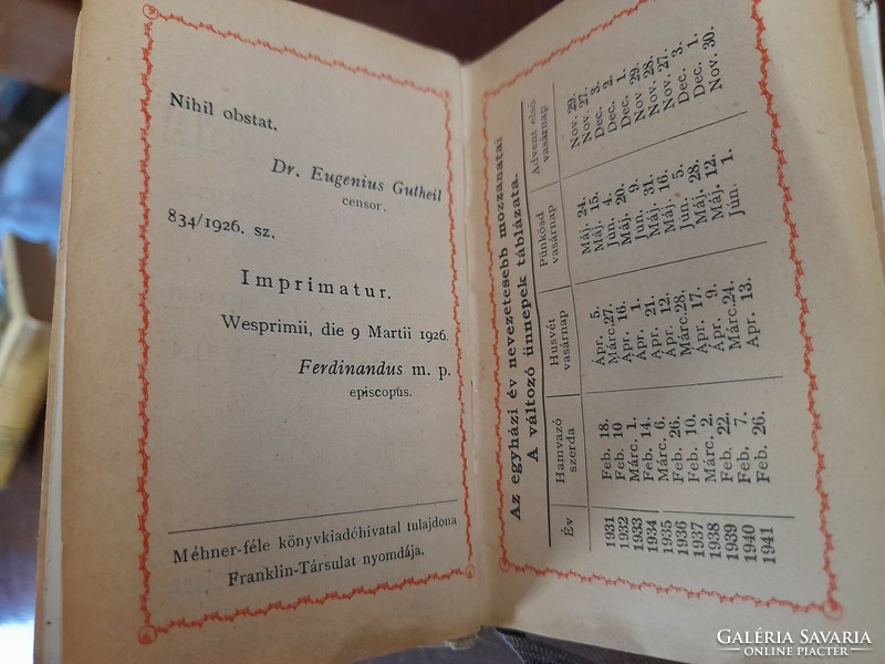 Régi Szentkép Fedeles Imakönyv. 1926.