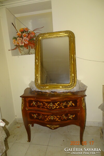 Antique Biedermeier golden mirror.