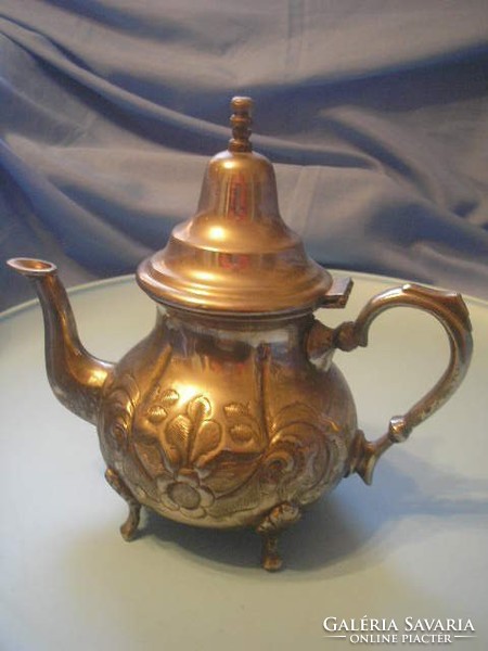 U8  Antik Ázsiai  nagyméretű ezüstözött kávé/tea belső szűrős 750 gr-os kiöntő alul jelzett