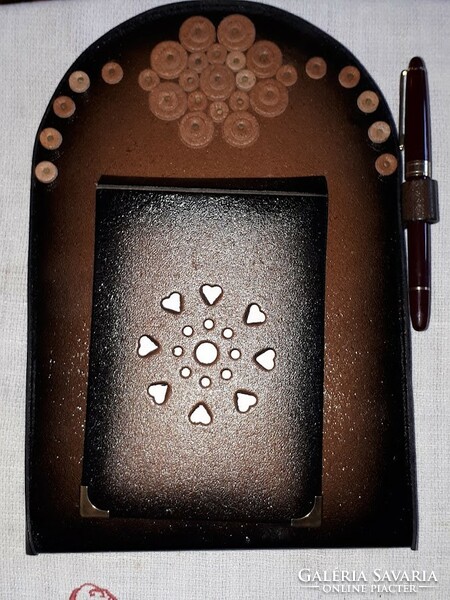 Applied art work, leather wall notebook with fountain pen