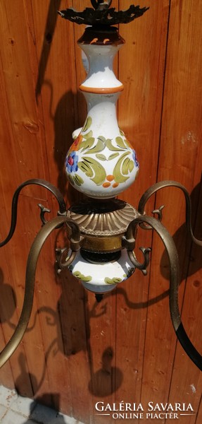 Flemish hand-painted 5-branch chandelier with porcelain insert in beautiful condition. Negotiable !!