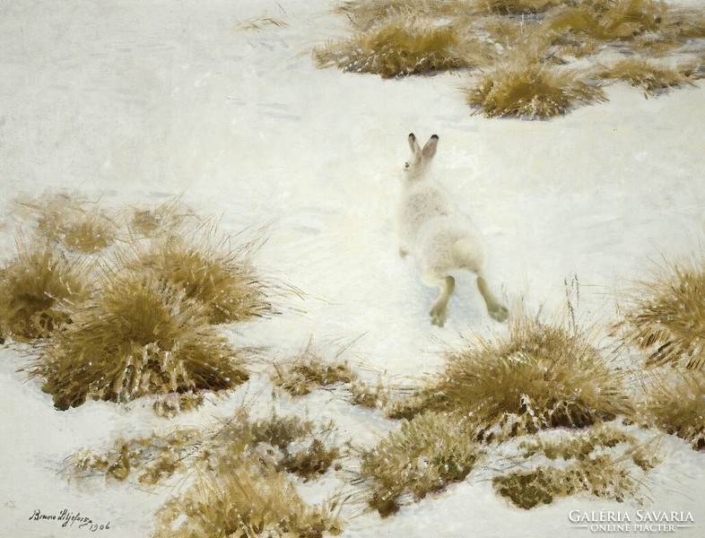 Liljefors - the rabbit - canvas reprint on a blanket