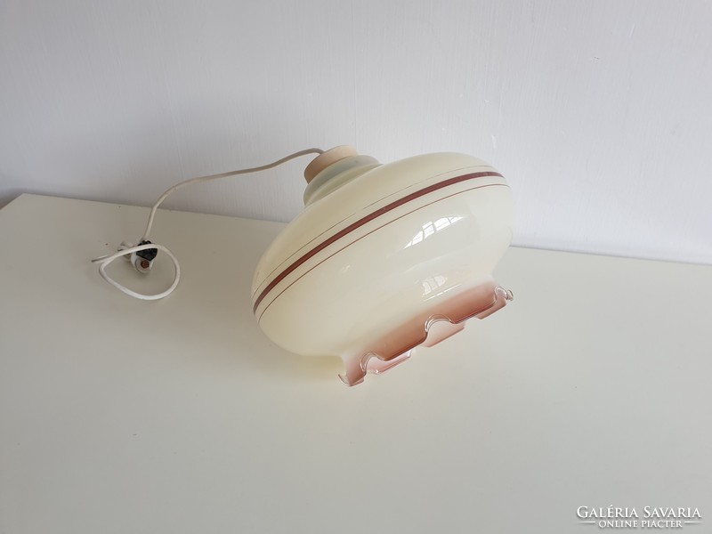 Régi vintage mennyezeti üveg lámpa fodros lámpabúra