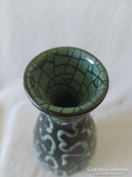 Pesthidegkút - retro vase with abstract decor, flawless, 25 cm