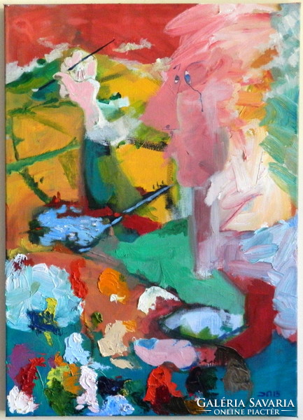 Alco Dóczy (1974 -) - the artist (2015) oil on canvas