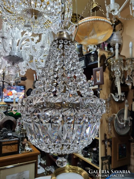 Renovated Czechoslovak crystal basket chandelier