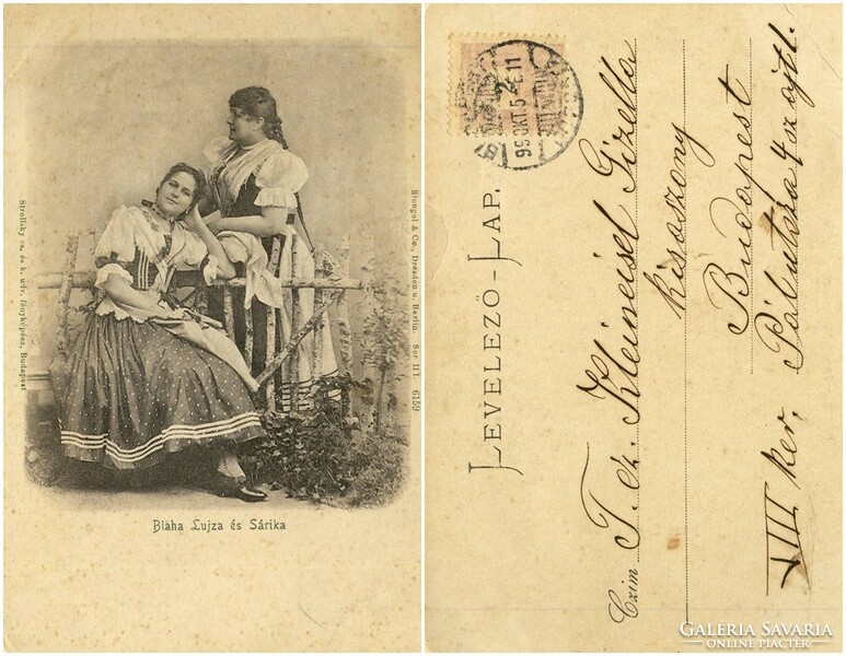 Régi képeslap - Blaha Lujza és Fedák Sári 1899