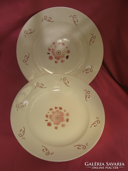Retro art deco GRÁNIT rózsaszín virágos tányér pár