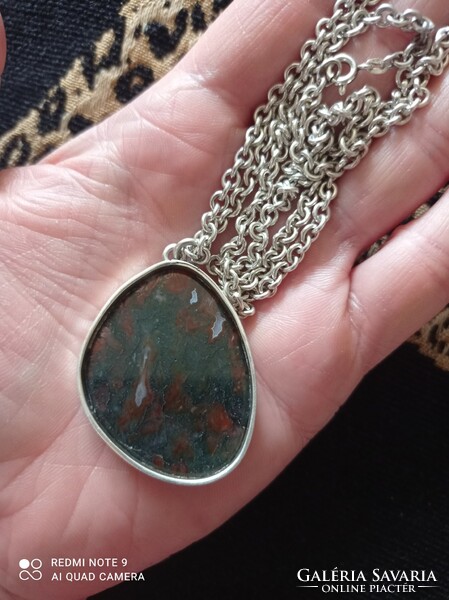 Silver necklace with mineral pendant 37 gr 65 cm!