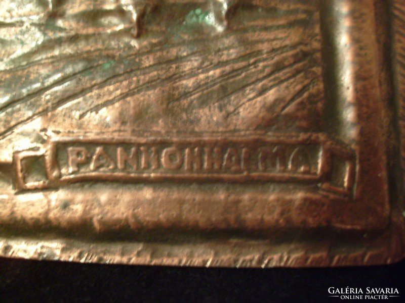 Pannonhalma, a severe thick bronze patinated mural rarity,