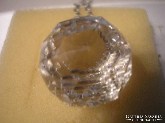 N10 crystal sphere pendant faceted silver plated chain rarity 47 cm