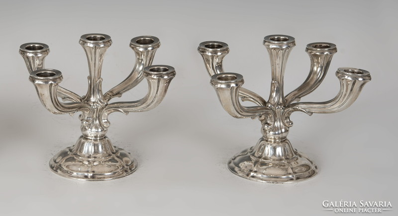 Silver 5-branch candlestick in pairs