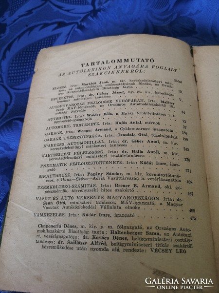 Dr. Csécsy József : Autólexikon 1928-as kiadás