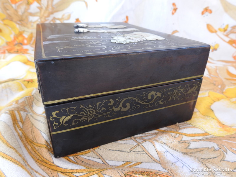 Old chinese jewelry box with mother of pearl inlay