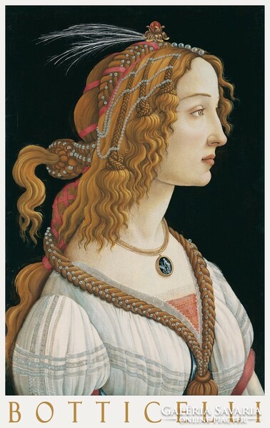 Botticelli simonetta vespucci idealized portrait nymph 1480, renaissance painting art poster