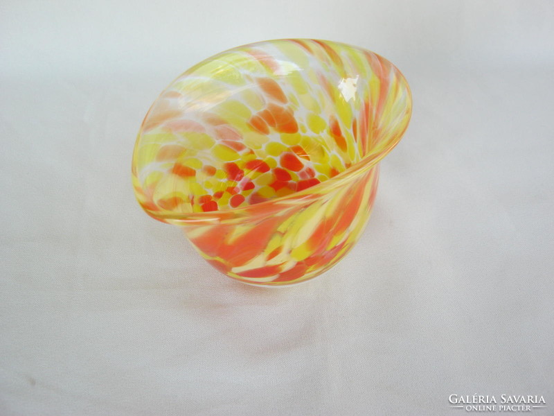 Retro ... Interesting shaped yellow-orange glass vase